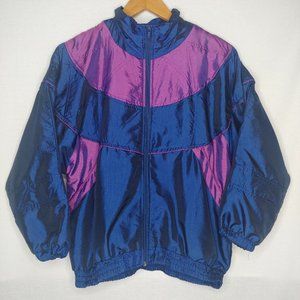 Vintage 90s Bocoo Womens S Iridescent Jacket Quilted Purple Blue Zip Retro